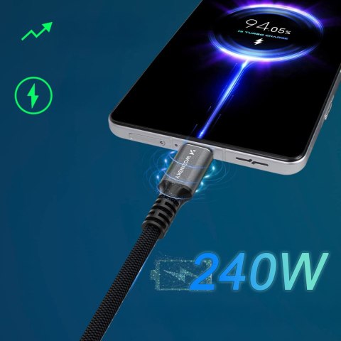 Kabel przewód Thunderbolt 4 USB-C 240W 4K 1m - czarny WOZINSKY