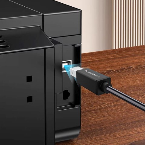 Kabel przewód do drukarki skanera USB-B - USB-A 480Mb/s 1m - czarny WOZINSKY