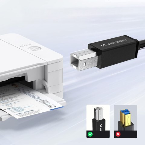 Kabel przewód do drukarki skanera USB-B - USB-A 480Mb/s 2m - czarny WOZINSKY