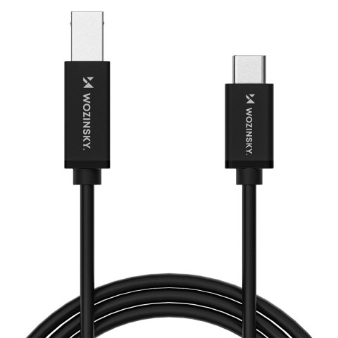 Kabel przewód do drukarki skanera USB-B - USB-C 1m - czarny WOZINSKY