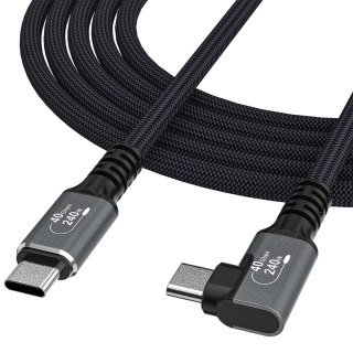 Kabel przewód kątowy Thunderbolt 4 USB-C 240W 4K 1m - czarny WOZINSKY