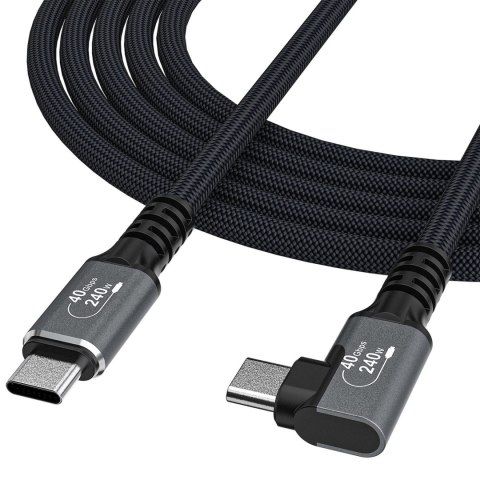 Kabel przewód kątowy Thunderbolt 4 USB-C 240W 4K 1m - czarny WOZINSKY