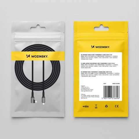 Kabel przewód kątowy Thunderbolt 4 USB-C 240W 4K 1m - czarny WOZINSKY