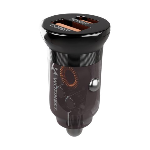 Ładowarka samochodowa USB-A USB-C PD QC 65W - czarna WOZINSKY