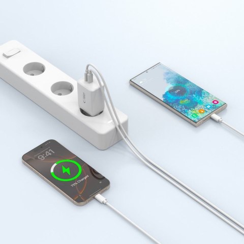 Ładowarka sieciowa NC45W-GAN 2x USB-C 45W - biała Tech-Protect