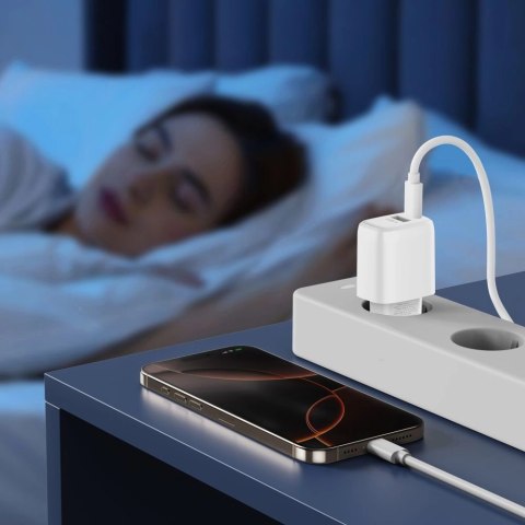 Ładowarka sieciowa NCA30 USB-A USB-C PD QC 30W z kablem USB-C 1m - biała Tech-Protect