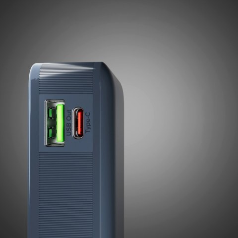 Powerbank 10000mAh USB-A USB-C z wyświetlaczem wbudowanym kablem USB-C 20W - ciemnoszary SBS