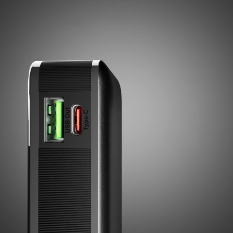 Powerbank 10000mAh USB-A USB-C z wyświetlaczem wbudowanym kablem USB-C 20W - czarny SBS