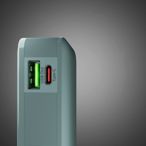 Powerbank 10000mAh USB-A USB-C z wyświetlaczem wbudowanym kablem USB-C 20W - szary SBS