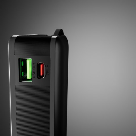 Powerbank 20000mAh USB-A USB-C z wyświetlaczem wbudowanym kablem USB-C 20W - czarny SBS