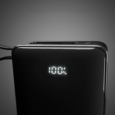 Powerbank 20000mAh USB-A USB-C z wyświetlaczem wbudowanym kablem USB-C 20W - czarny SBS