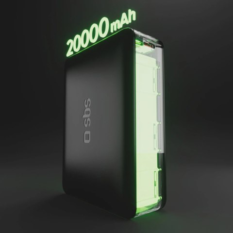 Powerbank 20000mAh do laptopa tabletu smartfona PD AFC USB-C USB-A 65W - czarny SBS