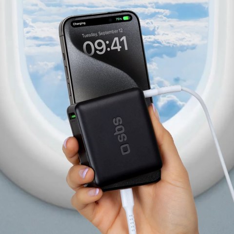 Powerbank 20000mAh do laptopa tabletu smartfona PD AFC USB-C USB-A 65W - czarny SBS