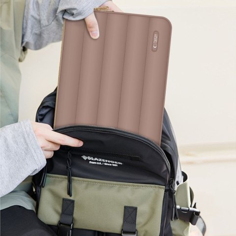 Torba pokrowiec Puffy na laptopa 13-14'' + etui na akcesoria - brązowy Tech-Protect