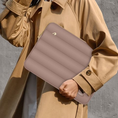 Torba pokrowiec Puffy na laptopa 13-14'' + etui na akcesoria - brązowy Tech-Protect