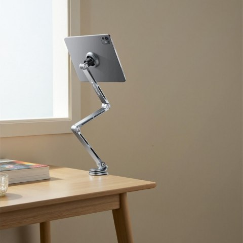 Uchwyt magnetyczny biurkowy 360 składany na telefon tablet - szary WOZINSKY