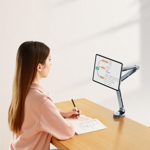 Uchwyt magnetyczny biurkowy 360 składany na telefon tablet - szary WOZINSKY