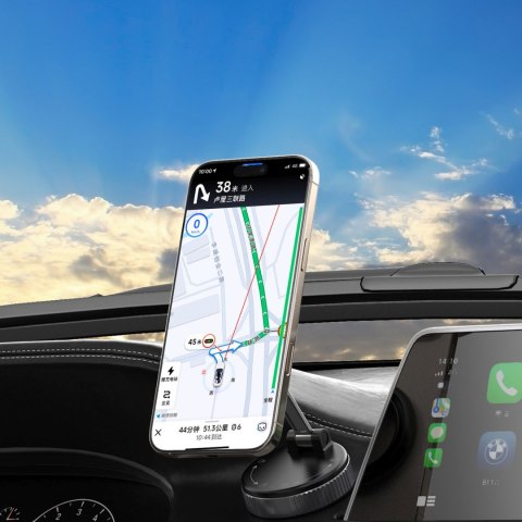 Uchwyt samochodowy magnetyczny na deskę rozdzielczą szybę - czarny WOZINSKY