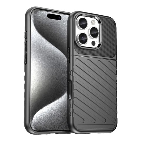 Etui silikonowy pancerny pokrowiec na iPhone 16e Thunder Case - czarny HURTEL