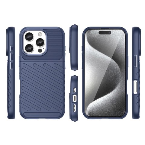 Etui silikonowy pancerny pokrowiec na iPhone 16e Thunder Case - niebieski HURTEL