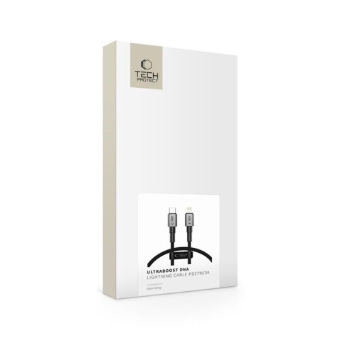 Kabel przewód USB-C - iPhone Lightning Ultraboost DNA PD 27W 3A 25 cm - szary Tech-Protect