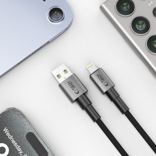 Kabel przewód UltraBoost DNA USB-A - iPhone Lightning 15W 2.4A 100 cm - szary Tech-Protect