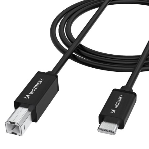 Kabel przewód do skanera drukarki USB-B - USB-C 2m - czarny WOZINSKY