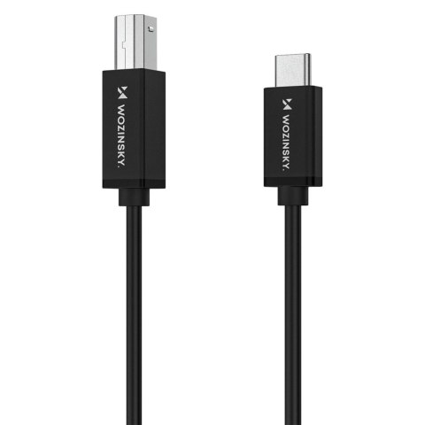 Kabel przewód do skanera drukarki USB-B - USB-C 2m - czarny WOZINSKY