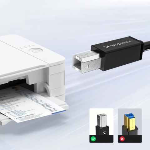 Kabel przewód do skanera drukarki USB-B - USB-C 2m - czarny WOZINSKY