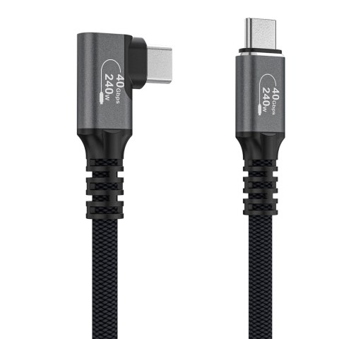 Kabel przewód kątowy USB-C Thunderbolt 4 240W 1.5m 4K - czarny WOZINSKY