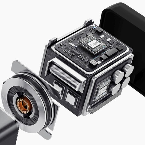 Ładowarka sieciowa USB-A USB-C GaN 67W z kablem zwijanym USB-C PD QC - czarna DUDAO