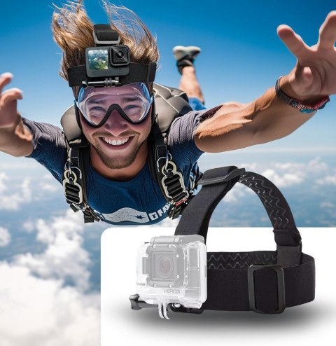 Opaska na głowę do kamery sportowej GoPro DJI GA100 Head Moun - czarna Tech-Protect