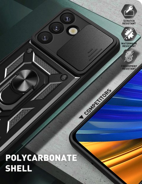 Pancerne etui z podstawką osłoną aparatu na Samsung Galaxy S25 Edge Hybrid Armor Camshield - czarne HURTEL