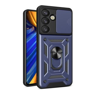 Pancerne etui z podstawką osłoną aparatu na Samsung Galaxy S25 Edge Hybrid Armor Camshield - niebieskie HURTEL