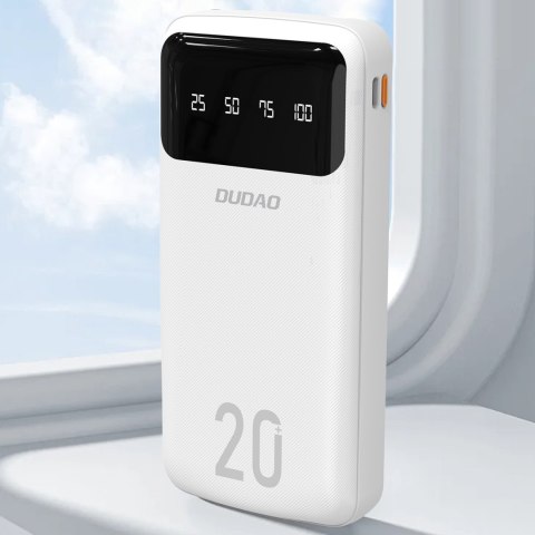 Powerbank K6Pro+ 20000mAh z wbudowanymi kablami USB-C microUSB iPhone Lightning - biały DUDAO
