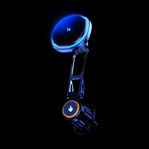 Uchwyt samochodowy z ładowarką indukcyjną do telefonu wentylatorem na kratkę Qi MagSafe 15W - czarny WOZINSKY