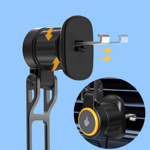 Uchwyt samochodowy z ładowarką indukcyjną do telefonu wentylatorem na kratkę Qi MagSafe 15W - czarny WOZINSKY