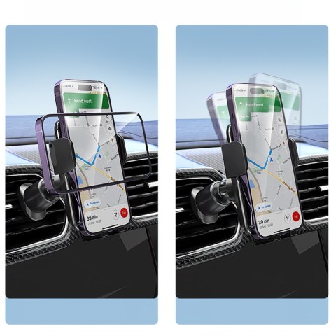 Uchwyt samochodowy zaciskowy z ładowarką indukcyjną do telefonu na kratkę 15W - czarny WOZINSKY