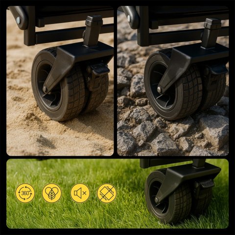 Wózek plażowy turystyczny składany z siatką szerokimi kołami do 100 kg WOZINSKY