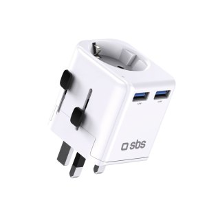 Adapter sieciowy podróżny UK US AUS Asia EU USB-A - biały SBS