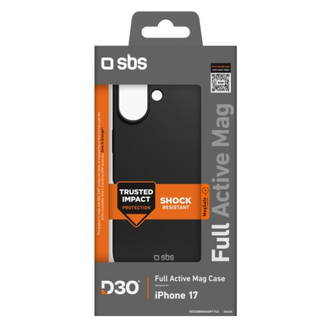 Etui case na iPhone 17 z technologią D3O Full Active Mag - czarne SBS