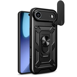 Etui pancerne z podstawką osłoną aparatu na iPhone 17 Air Hybrid Armor Camshield - czarne HURTEL