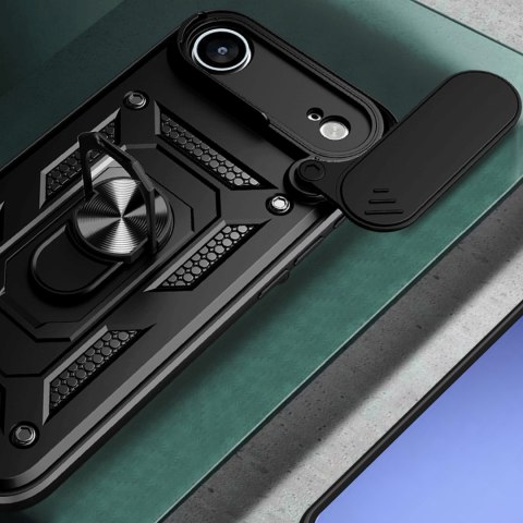 Etui pancerne z podstawką osłoną aparatu na iPhone 17 Air Hybrid Armor Camshield - czarne HURTEL