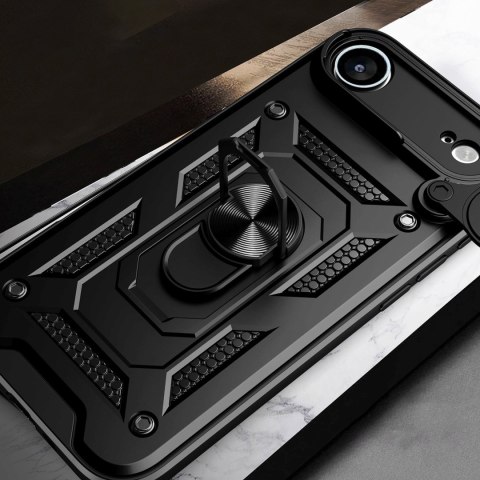 Etui pancerne z podstawką osłoną aparatu na iPhone 17 Air Hybrid Armor Camshield - czarne HURTEL