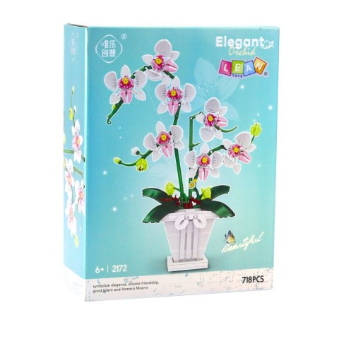 Klocki Konstrukcyjne Orchidea Storczyk W Doniczce Różowo-Biała 718 el. LEAN Toys