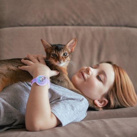 Opaska pasek silikonowy na lokalizator AirTag na rękę dla dziecka - jednorożec fioletowy HURTEL