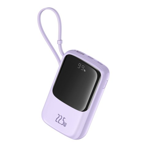 Powerbank 10000mAh 22.5W z wyświetlaczem wbudowanym kablem USB-C Qpow Pro+- fioletowy BASEUS