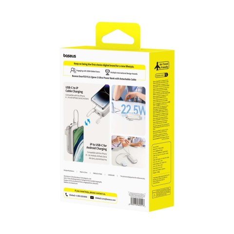 Powerbank 20000mAh 22.5W z wyświetlaczem kablem EnerFill FC21 Qpow 3 Ultra - beżowy BASEUS