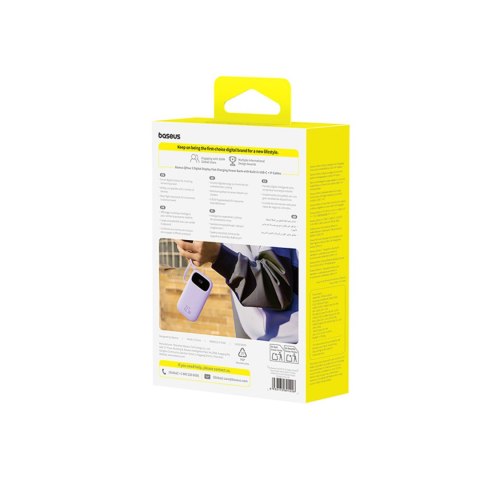 Powerbank 20000mAh 22.5W z wyświetlaczem kablem EnerFill FC21 Qpow 3 Ultra - fioletowy BASEUS