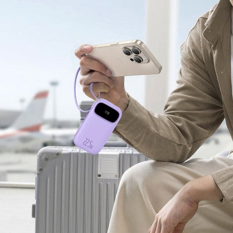 Powerbank 20000mAh 22.5W z wyświetlaczem kablem EnerFill FC21 Qpow 3 Ultra - fioletowy BASEUS